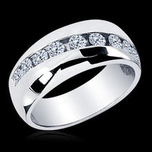 Afbeelding in Gallery-weergave laden, 1,25 ct ronde geslepen diamanten heren trouwring 14K witgoud - harrychadent.nl