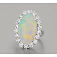 Afbeelding in Gallery-weergave laden, 12,50 karaat opaal en diamanten trouwring nieuw wit goud 14k