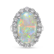 Afbeelding in Gallery-weergave laden, 12,50 karaat opaal en diamanten trouwring nieuw wit goud 14k
