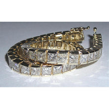Afbeelding in Gallery-weergave laden, 12,50 karaat prinses diamanten tennisarmband geel goud - harrychadent.nl