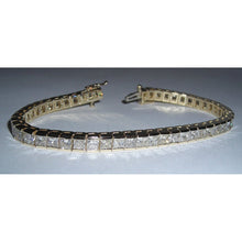 Afbeelding in Gallery-weergave laden, 12,50 karaat prinses diamanten tennisarmband geel goud - harrychadent.nl