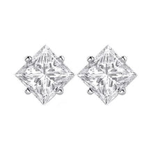 Afbeelding in Gallery-weergave laden, GIA-gecertificeerd 1,35 ct Princess Cut Solitaire Diamond Stud Earring 14K witgoud