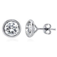 Afbeelding in Gallery-weergave laden, GIA-gecertificeerd 1,39 ct bezel set ronde Natuurlijke echte diamanten ( niet in een laboratorium gekweekt ) oorknopj...