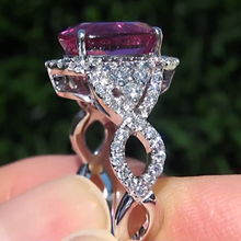 Afbeelding in Gallery-weergave laden, 13,25 ct roze toermalijn en diamanten trouwring goud wit 14k - harrychadent.nl