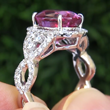 Afbeelding in Gallery-weergave laden, 13,25 ct roze toermalijn en diamanten trouwring goud wit 14k - harrychadent.nl