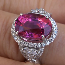 Afbeelding in Gallery-weergave laden, 13,25 ct roze toermalijn en diamanten trouwring goud wit 14k - harrychadent.nl