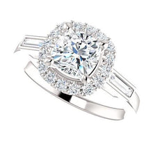 Afbeelding in Gallery-weergave laden, 1,40 karaat Halo Diamond Engagement Band Ring 3 steen wit goud 14K - harrychadent.nl