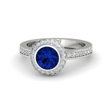 Afbeelding in Gallery-weergave laden, 14K Bezel Ceylon Sapphire Diamond Engagement Ring 3.42 karaat - harrychadent.nl
