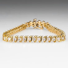 Afbeelding in Gallery-weergave laden, 14K Geelgouden Tennisarmband Met Diamanten S-Schakel