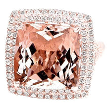 Afbeelding in Gallery-weergave laden, 14k roségouden morganite en diamanten ring van 10,25 ct nieuw