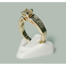 Afbeelding in Gallery-weergave laden, 1,50 ct princess & baguette diamanten verlovingsring geel goud