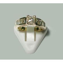 Afbeelding in Gallery-weergave laden, 1,50 ct princess & baguette diamanten verlovingsring geel goud
