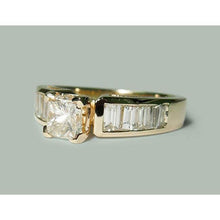 Afbeelding in Gallery-weergave laden, 1,50 ct princess & baguette diamanten verlovingsring geel goud