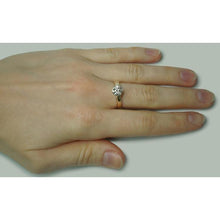 Afbeelding in Gallery-weergave laden, 1,50 karaat ronde diamanten solitaire verlovingsring tweekleurig 14k