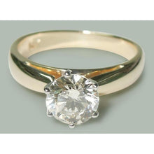 Afbeelding in Gallery-weergave laden, 1,50 karaat ronde diamanten solitaire verlovingsring tweekleurig 14k