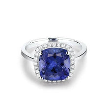 Afbeelding in Gallery-weergave laden, 15,25 ct kussen tanzaniet met diamanten ring goud 14k