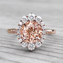 Afbeelding in Gallery-weergave laden, 17,75 ct. morganite en diamanten ring 14k gouden roos