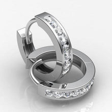 Afbeelding in Gallery-weergave laden, 1,9 ct ronde kanaal set diamanten hoepel oorbel - harrychadent.nl