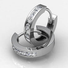 Afbeelding in Gallery-weergave laden, 1,9 ct ronde kanaal set diamanten hoepel oorbel - harrychadent.nl