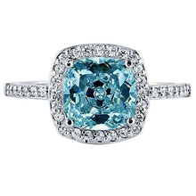 Afbeelding in Gallery-weergave laden, 1,91 karaat blauw kussen halo center edelsteen ring wit goud 14k