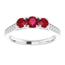 Afbeelding in Gallery-weergave laden, 1.10 karaat birma ruby diamond geaccentueerde ring 14k white gold new
