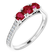 Afbeelding in Gallery-weergave laden, 1.10 karaat birma ruby diamond geaccentueerde ring 14k white gold new