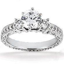 Afbeelding in Gallery-weergave laden, 1,51 ct. Antieke Stijl Gouden Echt Diamanten Drie Stenen Trouwring