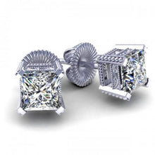 Afbeelding in Gallery-weergave laden, 1.70 Ct Princess Solitaire Diamond Stud Earring 14K Witgoud - harrychadent.nl