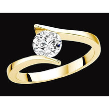 Afbeelding in Gallery-weergave laden, 1 Karaat Ronde Echt Diamanten Solitaire Spanningsstijl Geel Gouden Ring