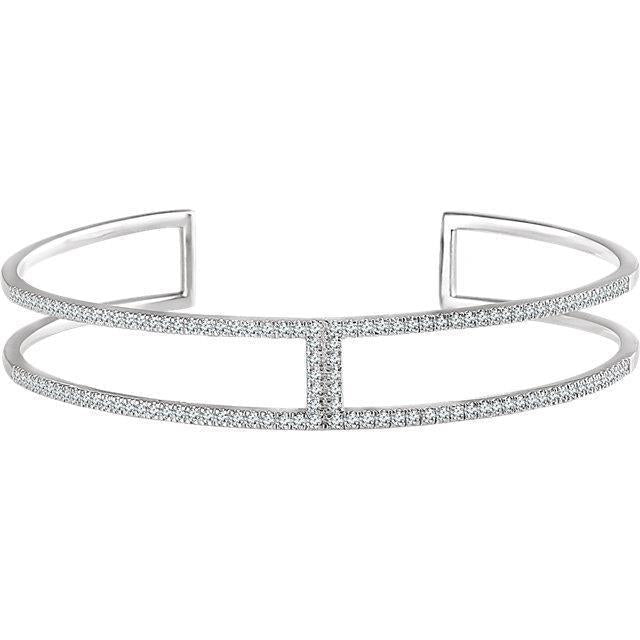 2 karaat Ronde Diamanten manchet Armband massief wit goud 14K sieraden - harrychadent.nl