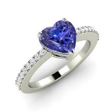 Afbeelding in Gallery-weergave laden, 2 karaat hartgeslepen blauwe tanzaniet en diamanten jubileumring - harrychadent.nl