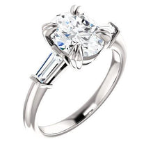 Afbeelding in Gallery-weergave laden, 2 karaat ovaal centrum diamant 3 stenen verlovingsring 14K witgoud - harrychadent.nl