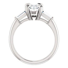 Afbeelding in Gallery-weergave laden, 2 karaat ovaal centrum diamant 3 stenen verlovingsring 14K witgoud - harrychadent.nl