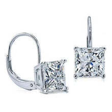 Afbeelding in Gallery-weergave laden, 2 karaats D Vvs1 prinses geslepen Diamanten oorbellen Leverback Eurowire 14K witgoud - harrychadent.nl