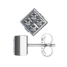 Afbeelding in Gallery-weergave laden, 2 karaats bezel set Princess Cut Diamond Stud Earring 14K witgoud - harrychadent.nl