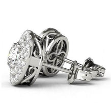 Afbeelding in Gallery-weergave laden, 2 karaats ronde centrum diamanten ronde studs halo paar oorbel goud