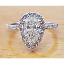 Afbeelding in Gallery-weergave laden, 2.50 Karaat Echt Diamanten Peer Halo Verlovingsring Wit Goud 14K