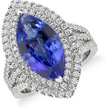 Afbeelding in Gallery-weergave laden, 21,25 ct Solitaire met accent Tanzaniet met diamanten Ring goud 14k - harrychadent.nl