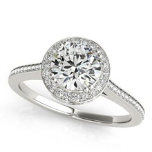 Afbeelding in Gallery-weergave laden, 2,25 karaat halo ronde diamanten massief wit goud 14K verlovingsring - harrychadent.nl