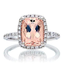 Afbeelding in Gallery-weergave laden, 25,25 karaat Morganite en diamanten trouwring goud wit 14K - harrychadent.nl