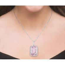 Afbeelding in Gallery-weergave laden, 27 Kt. Roze Kunziet Met Diamanten Hanger Witgoud - harrychadent.nl