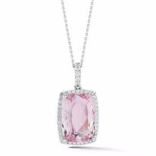 Afbeelding in Gallery-weergave laden, 27 Kt. Roze Kunziet Met Diamanten Hanger Witgoud - harrychadent.nl