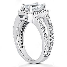 Afbeelding in Gallery-weergave laden, 2,71 ct. emerald diamant halo verlovingsring split shank prong setting witgoud 14k