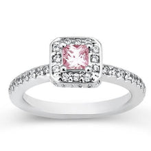 Afbeelding in Gallery-weergave laden, 2.75 karaat prinses roze saffier halo ring wit goud 14K edelsteen - harrychadent.nl