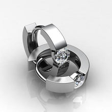 Afbeelding in Gallery-weergave laden, 2 Karaats Kanaalset Solitaire Echt Diamanten Hoepeloorring Wit Goud