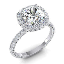 Afbeelding in Gallery-weergave laden, 3 Ct. Kussen & Ronde Diamanten Halo Verlovingsring Nieuw