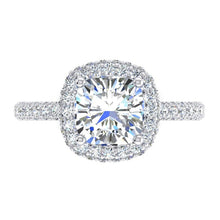 Afbeelding in Gallery-weergave laden, 3 Ct. Kussen & Ronde Diamanten Halo Verlovingsring Nieuw