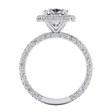 Afbeelding in Gallery-weergave laden, 3 Ct. Kussen & Ronde Diamanten Halo Verlovingsring Nieuw