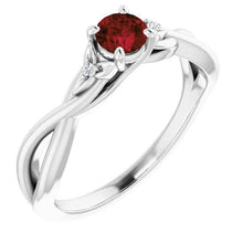 Afbeelding in Gallery-weergave laden, 3 Stone Diamond Ruby Ring 0,54 karaat Twist Claw Prong Set sieraden - harrychadent.nl