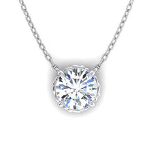 Afbeelding in Gallery-weergave laden, 3 karaat grote ronde diamanten halsketting hanger massief wit goud 14K - harrychadent.nl
